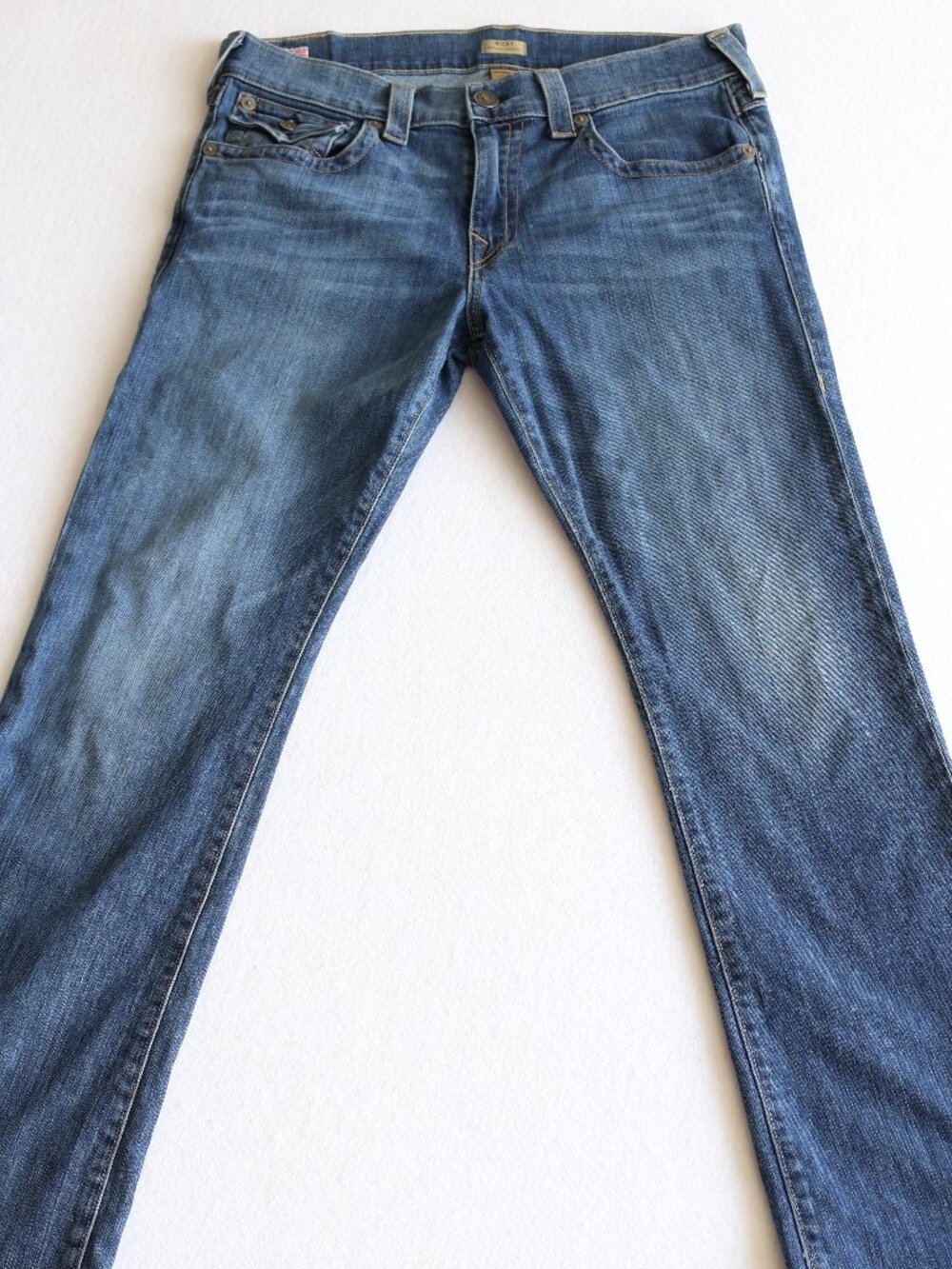 True Religion Ricky Relaxed Straight Jeans Mens 34x32 Flap Pocket Y2K